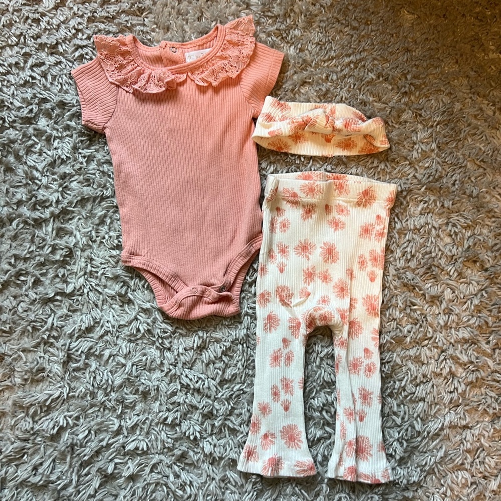 Pink Ruffled Baby Onesie Set